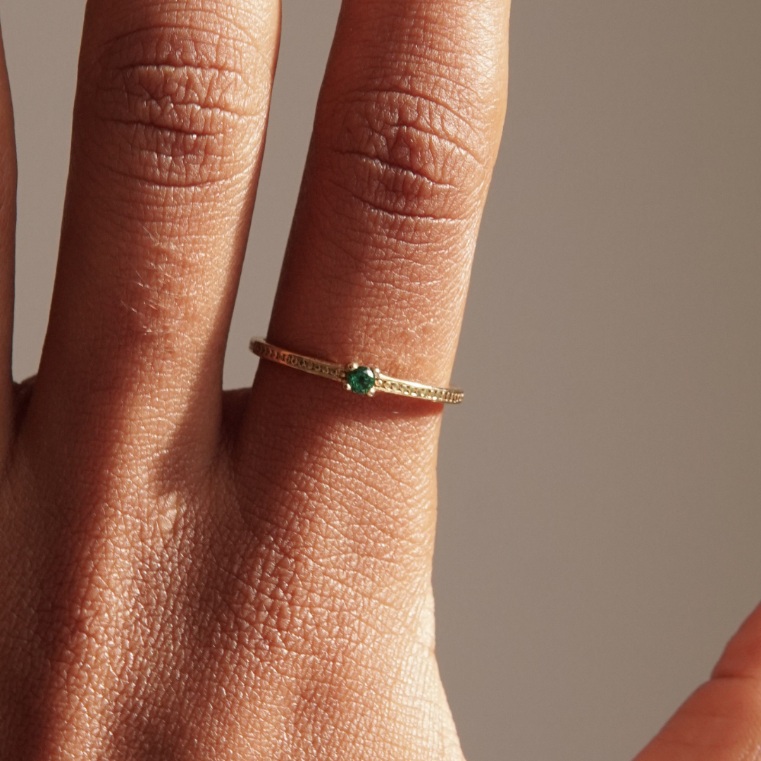 THE EMMA RING GREEN - Solid 14k gold