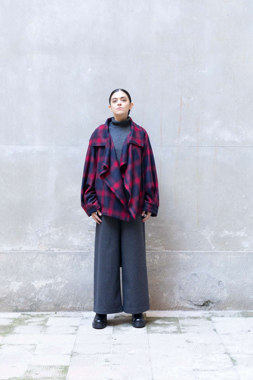 Short Recycled Wool Trench Coat