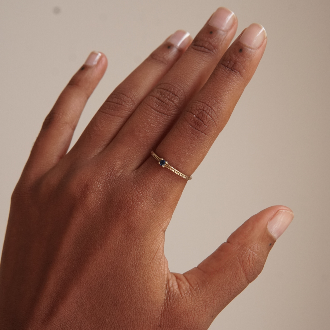 THE EMMA RING BLUE - Solid 14k gold