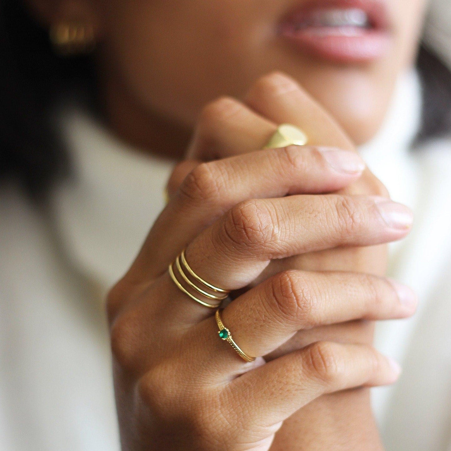 THE EMMA RING GREEN - Solid 14k gold