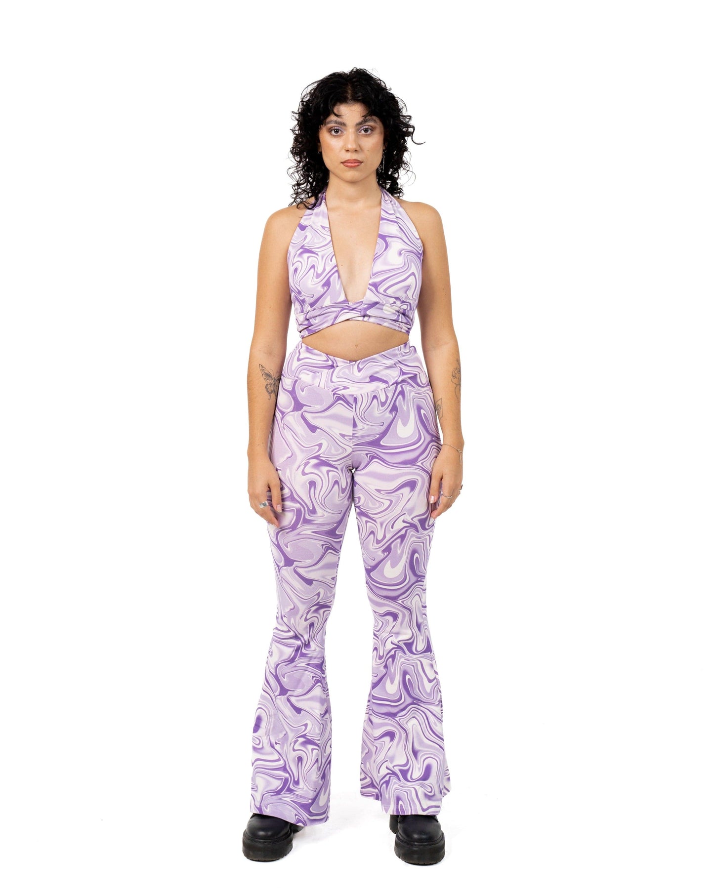 Wildsoul Printed Flared Pants Lilac