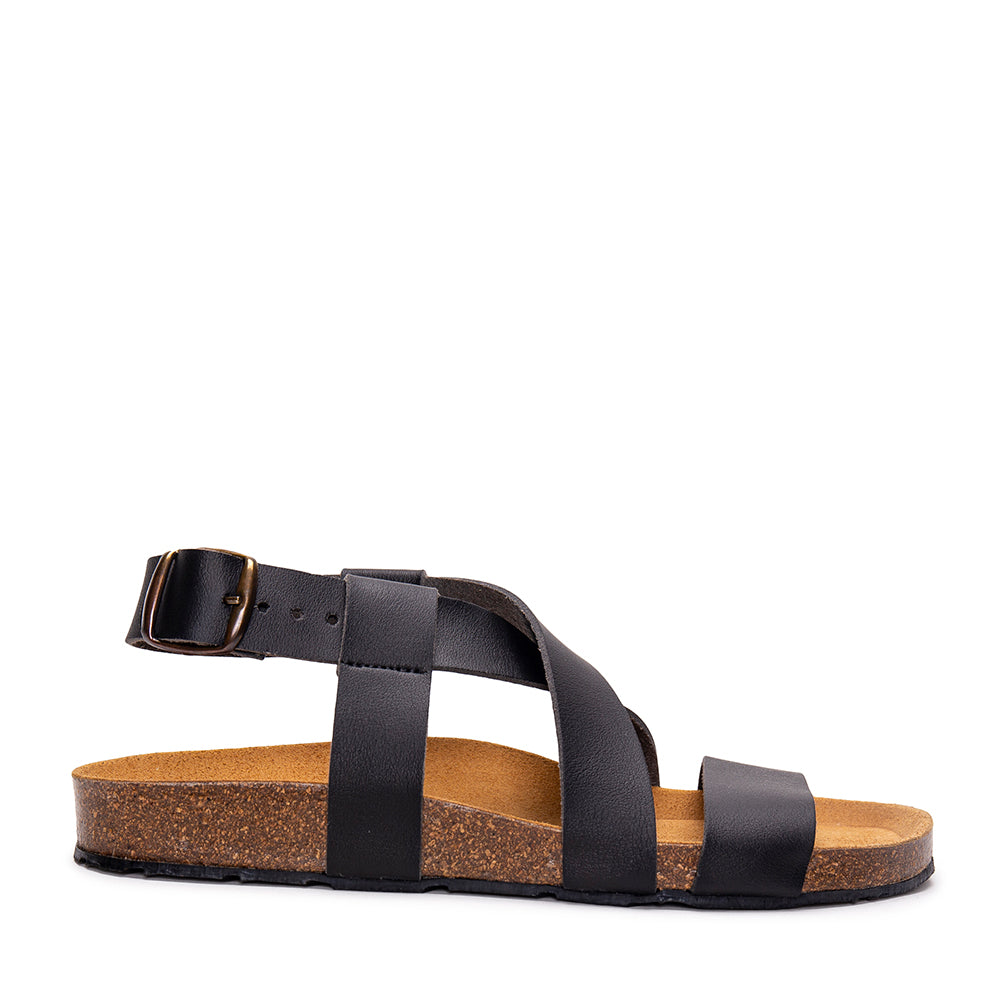 Ambro Black vegan criss-cross slingback sandals