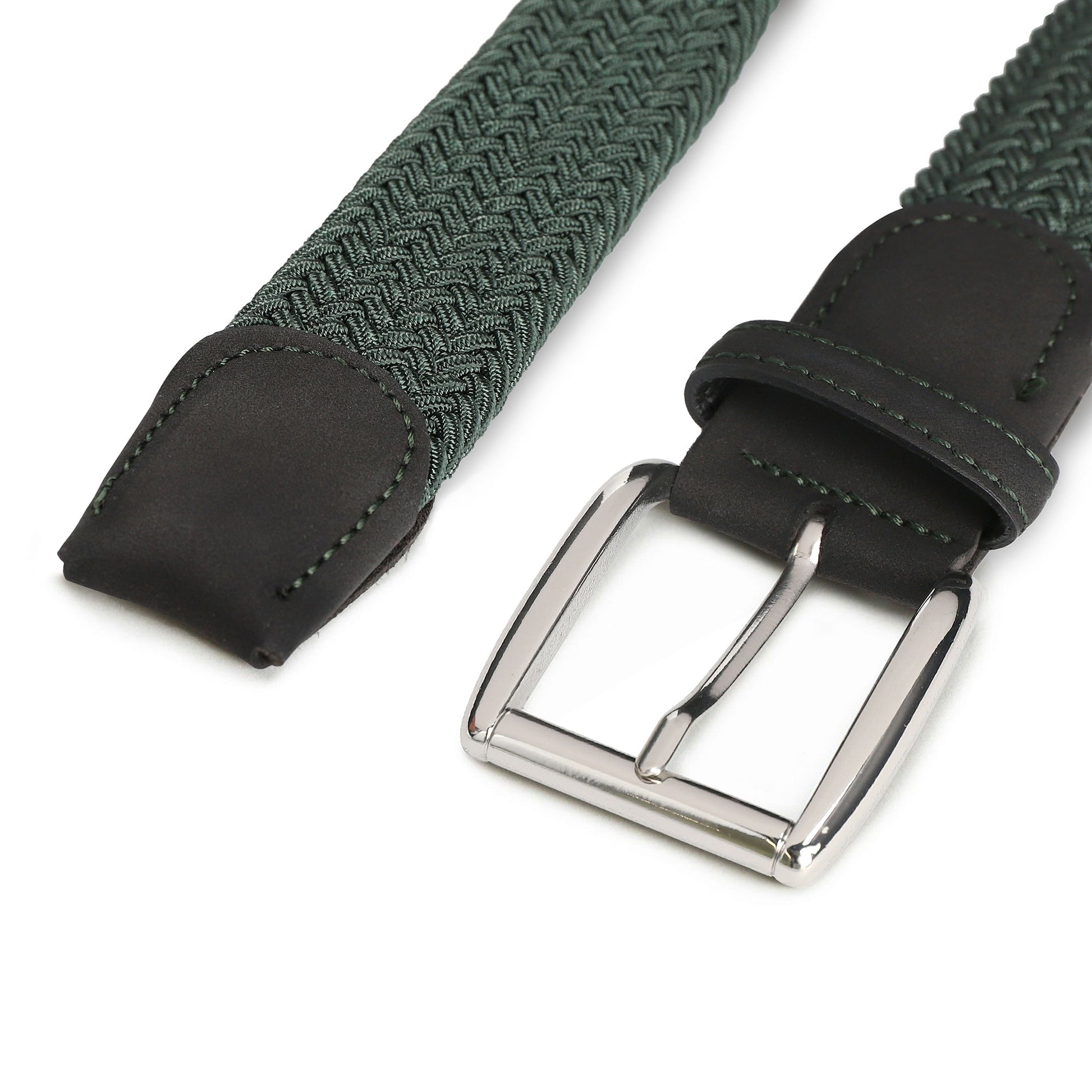 Prat Green braided vegan belt with a buckle