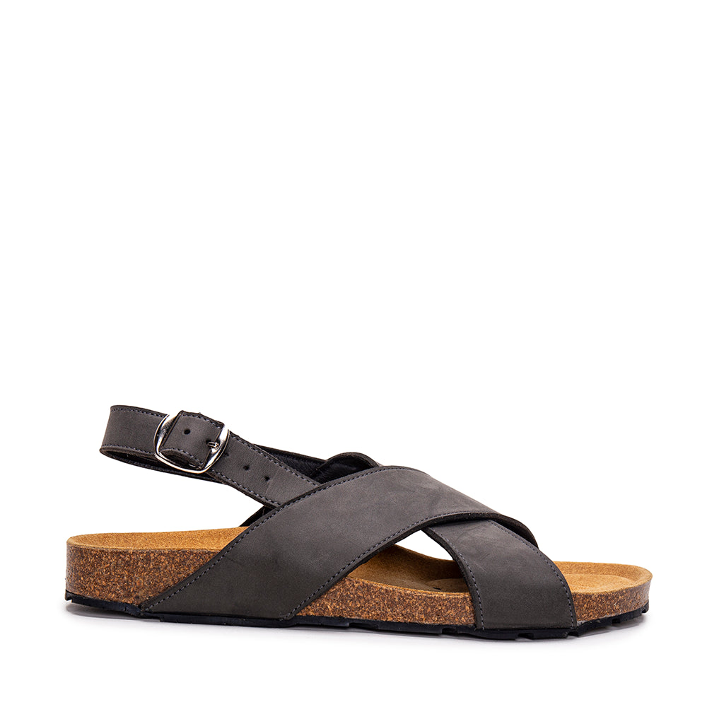 Loto Grey vegan criss-cross slingback sandals