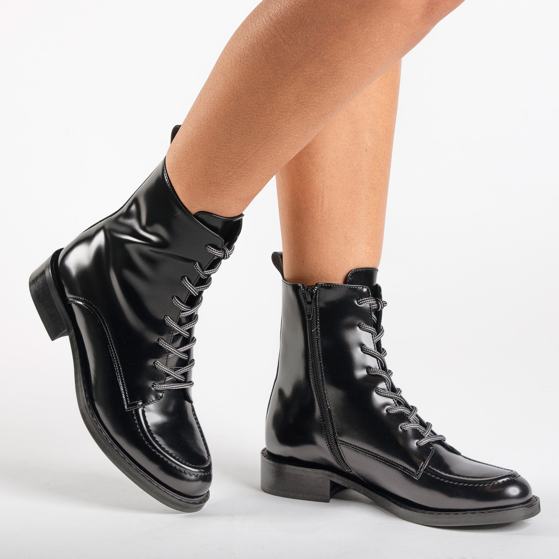 Magda Black vegan lace-up ankle boot