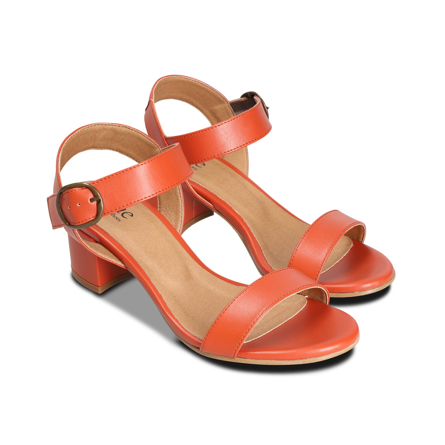 Zinnia Orange Vegan heeled Sandals with straps
